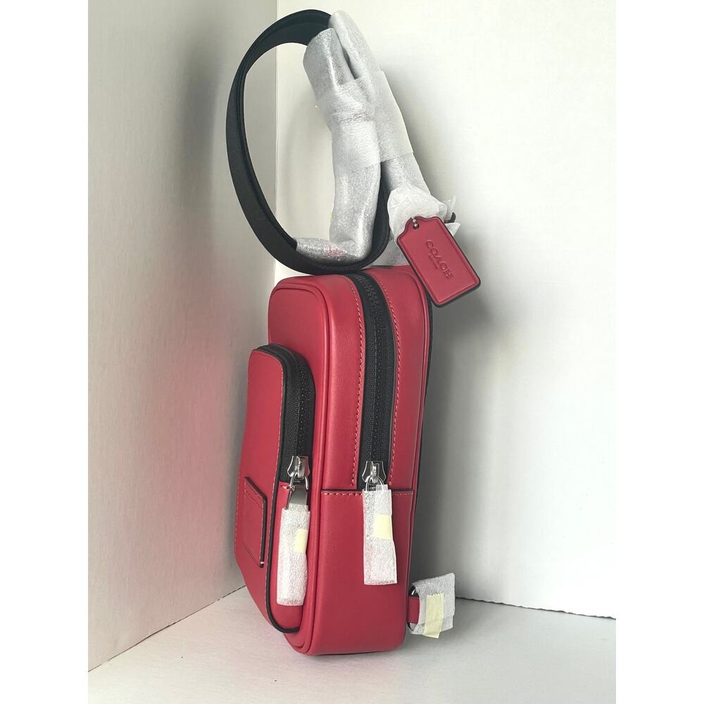 Coach Racer Sling Pack CU252 True Red Calf Leather Small Crossbody - Picture 6 of 10